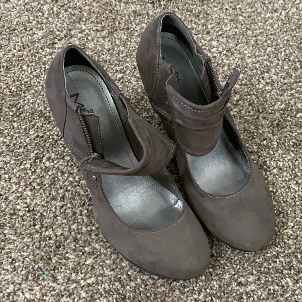 Grey suede wedges